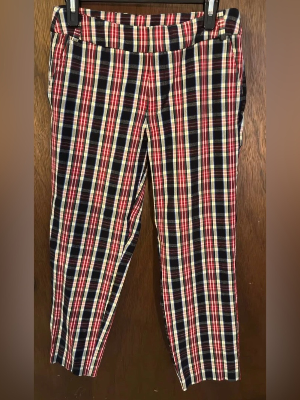 Time and Tru cropped plaid pants - red, black, blue, yellow, white- Size 8